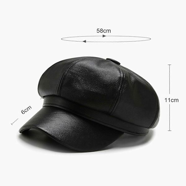 Dam Vår Sommar Basker Retro Enfärgad Konstläder Kort Skärm Dekorativt Solskydd Anti-UV Andningsbar Dam Målarhatt Unisex Åttakantig Mössa Coffee