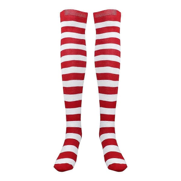 Stribede sokker til kvinder, rød-hvide stribede strømper, rød-hvide strømper, knæstrømper