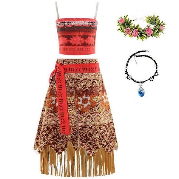 Princessan Vaiana Cosplay för Flickor Halloween Maskerad Karneval Party Kostym With accessories 110
