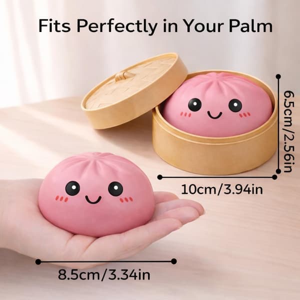 Dumpling Squishies Mystery Box, Myk Dumpling Stressavlastende Sensorisk Leketøy for Voksne Pink Smile