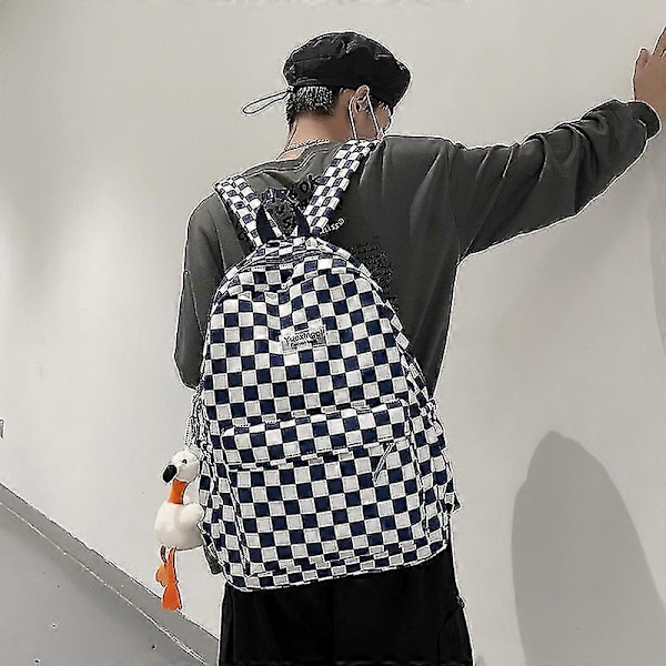 Rutiga Ryggsäck för Skolan, Unisex black