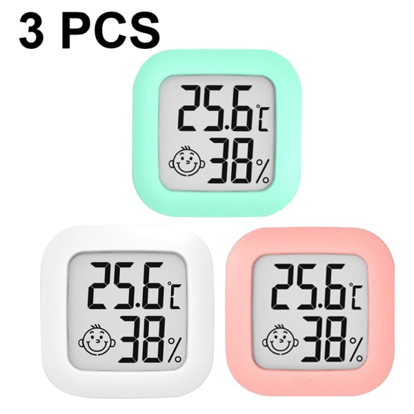 3-pakks innendørs termometer, hygrometer digital