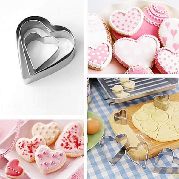 12-delt sett med kakeform i rustfritt stål - Kakeform i rustfritt stål - Kakeform for kjeks, bakverk, sandwich, kakedekorering