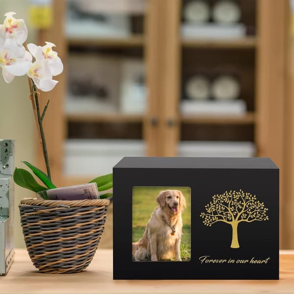 (Sort, 13 cm × 13 cm × 18 cm) Hundeurne Træurne til Kat