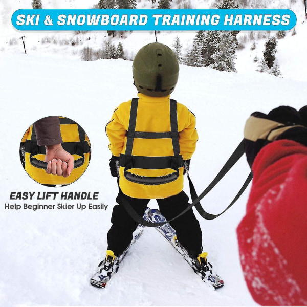 Ski- og snowboardtreningssele for barn med avtagbar bånd Svart