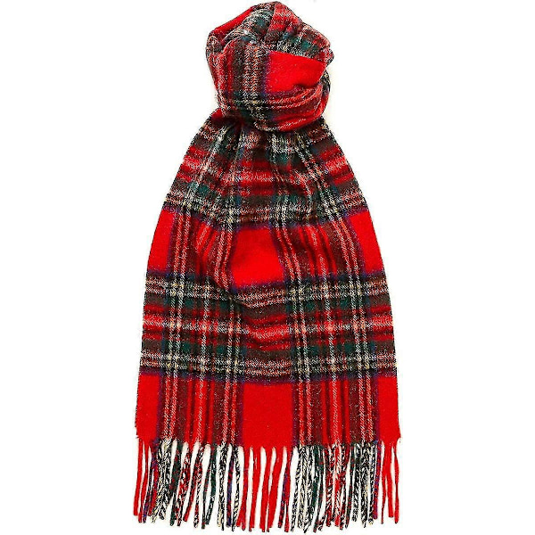 100% K cashmere-scarf Tartan Royal Stewart Röd Tillverkad i Skottland