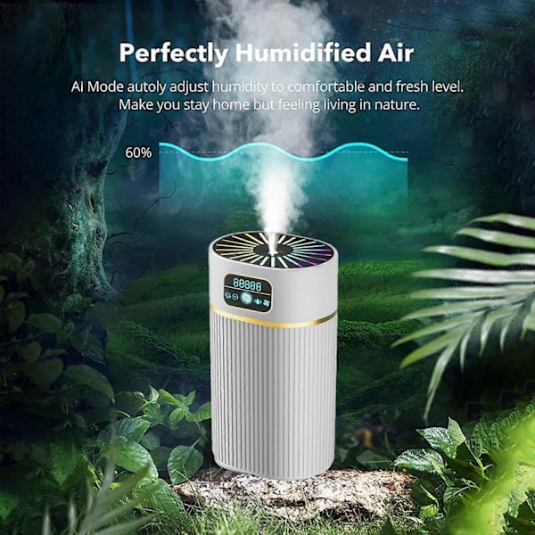 Luftfugtere til soveværelse og stort rum 1.1L Cool Mist Luftfugter med stille natlysfunktion NY White