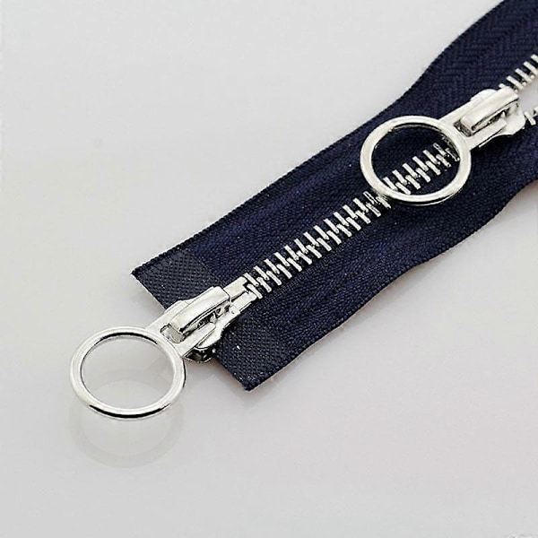 5# 70/90cm Metall Dragkedja Dubbel Slider Rund Ring Dragkedja För DIY Sömnad Kläder navy 70cm