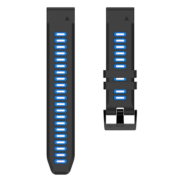 26mm Urrem til Garmin Tactix 7 Pro / Fenix 7x / 6x Pro / 5x Plus, Glat Silikon Dobbelt-farvet Håndledsrem Black Midnight Blue