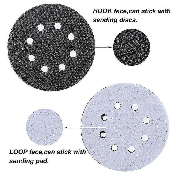 6 stk. 5 tommer (125 mm) 8-hullers blød svampeinterfacepad til slibepuder og &loop slibeskiver til Su