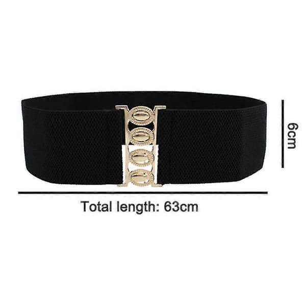 Bred Elastisk Talje Cinch Stretch Taljebånd Retro Spænde Bælte Black