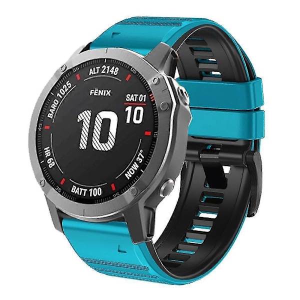 Horisontale striper silikon erstatningsklokkearmbånd for Garmin Tactix Delta/enduro Sky Blue Black