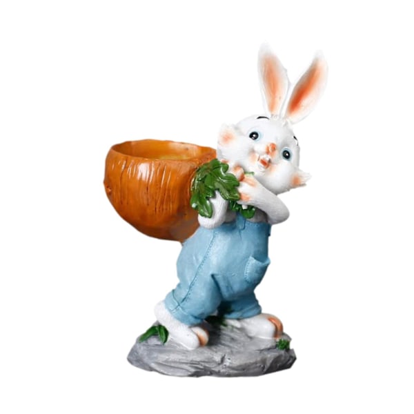 Påskhare Staty Blomkruka Balkongdekoration för Utomhusdekor Mångsidig Vit White 16.7cmx11.5cmx25cm