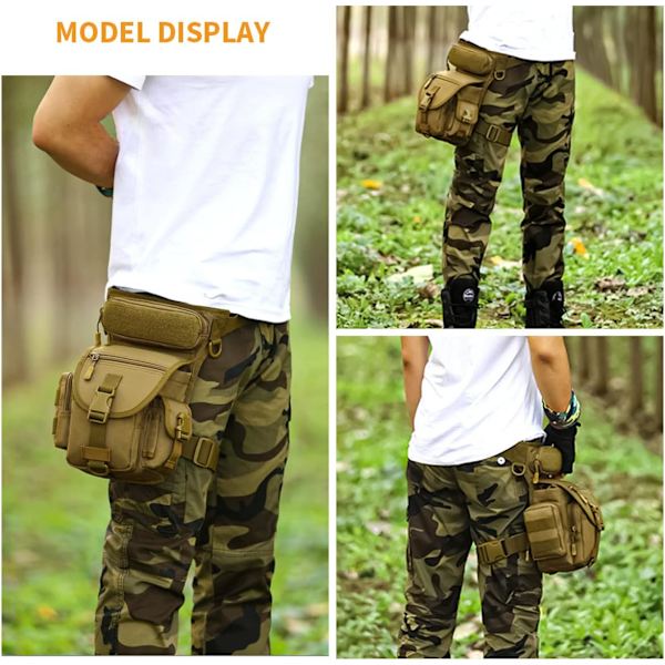 Militär Taktisk Drop Leg Bag Cross Over Leg Rig Lår Pack Midjeväska för Motorcykel Cykling Ridning Utomhus Camping Vandring brown