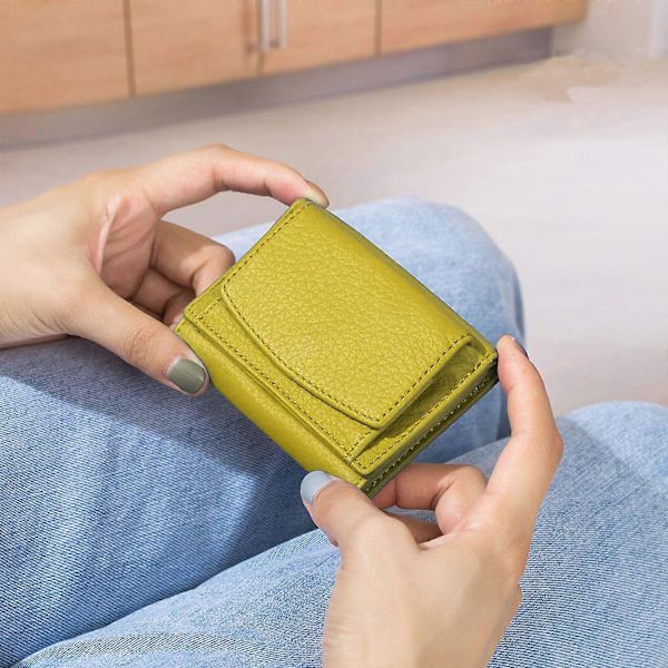 Naisten pieni lompakko PU-nahkaa kolmiosainen vetoketjullinen kolikkotasku korttikotelo kukkaro Yellow