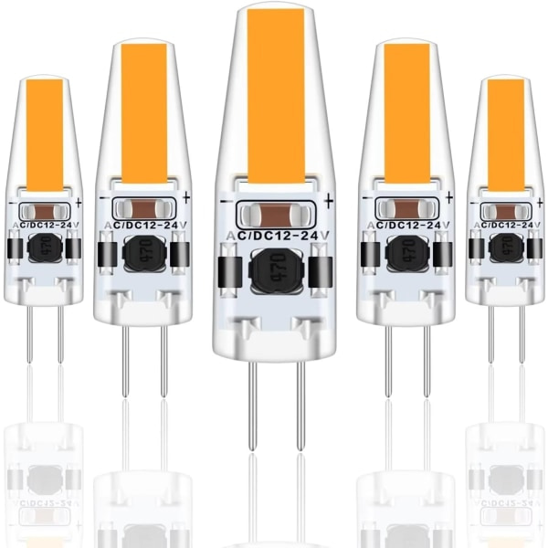 G4 LED 3W 12V AC/DC Glödlampor, G4 3W LED 30W Ekvivalent Halogen Glödlampa, 300LM, Varm Vit 2700K, Icke-Dimbar, 5-Pack