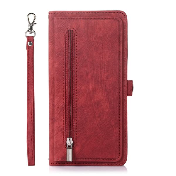 Multi Kort Mobiltelefon Læder Etui Til iPhone 15 Pro Max Red