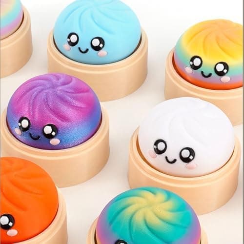 4-pak Dumpling Keyboard Fidget Legetøj Dumpling Fidget Clicker 3D-printede Legetøj Fidget Legetøj Voksne Dekompression Skrivebordslegetøj til at Lette Angst Rainbow