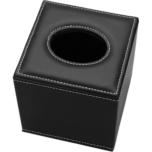 Elegant PU-läder kubformad servettbehållare (svart)