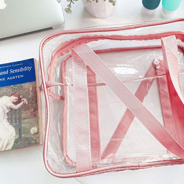 Gennemsigtig Tote Bag Transparent Kosmetik Makeup Toilettaske Letvægts Vandtæt Organizer Stor Opbevaring