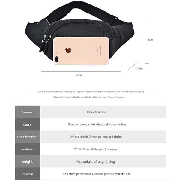 Midjeveske med flere rom 1-pakning grå grey