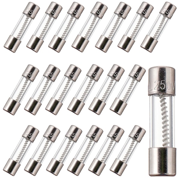 T3.15AL250V 5x20mm 3,15A 250V Langsom Blæsning Sikringer 3,15 Amp 250 Volt 0,2 x 0,78 Tommer Glasrør (Pakke med 20 stk)