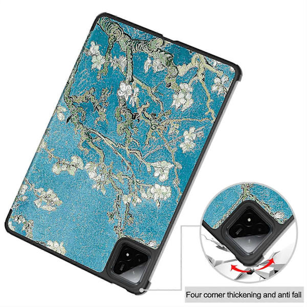 Til Xiaomi Pad 7 Pro/Pad 7 Etui Mønsterprint Læder Stand Tablet Cover - Abrikosblomst Multicolor Apricot Blossom