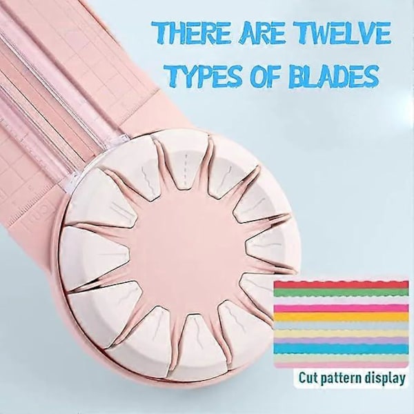 Paper Craft Edge Cutter, 12-in-1 pyörivä paperileikkuri, paperileikkuri askarteluun, monitoiminen leikkauskonepaperi aaltoviivoilla askarteluun pink