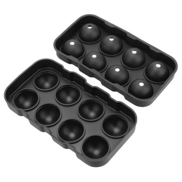 Stor Silikon Isform for 8 Isboller Runde Isbiter Kulor Svart