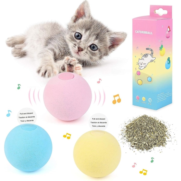 Cat Toy Ball - Interaktive katteleker for innendørs katter Gjenfyllbare kattemynte leker for katter Kattunge Kjæledyr Katt Kicker Leker Av morsomme naturtro dyr som kvitrer lyd