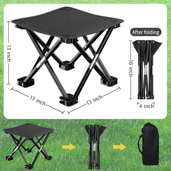 Fällbar pall hopfällbar pall hopfällbar pall campingpall, fällbar pall med stabila fötter och bärväska, fällbar pall för picknickfiske