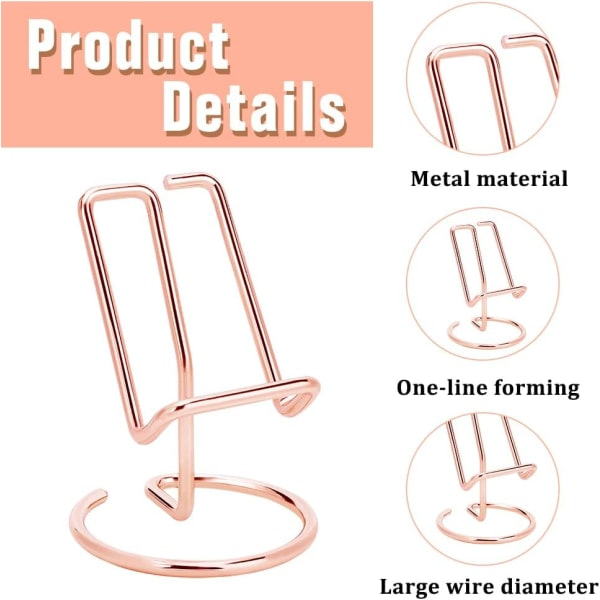 (rosenguld) 3 stk. metal visitkort holder til skrivebord Elegant Linen