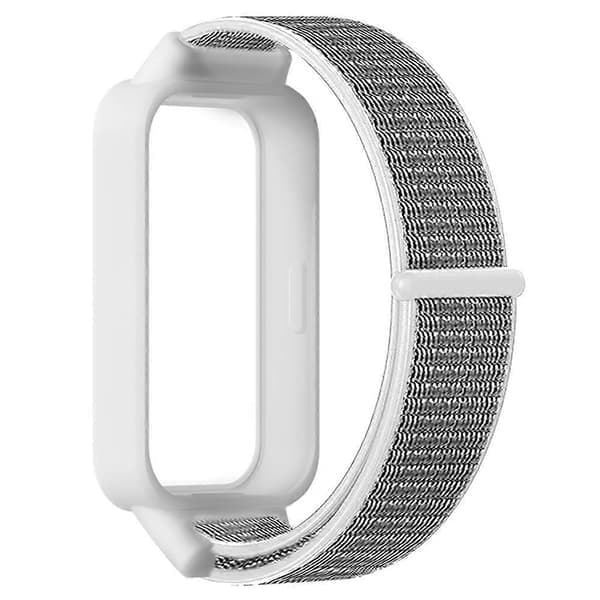 Til Xiaomi Smart Band 9 Active Redmi Band 3 Nylonrem med velcrodesign Urrem White Shell White
