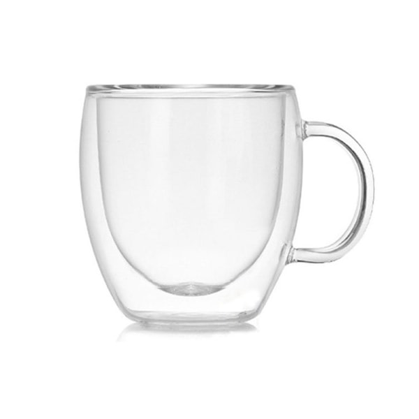 Kaffe Te kopp dubbel vägg glasmugg för hemmakontoret dricksvatten M