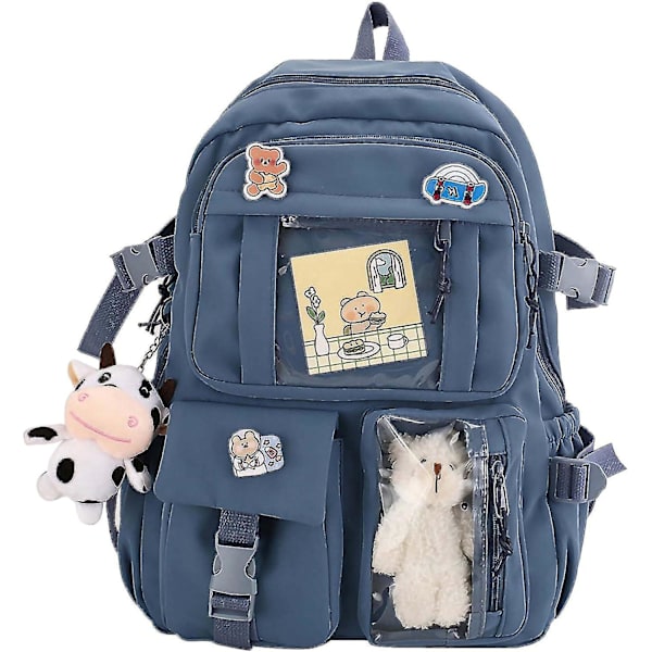 Kawaii Ryggsekk Med Søt Plysj Anheng Og Kawaii Pins, Estetisk Ryggsekk Søt Kawaii Ryggsekk For Skole Bule