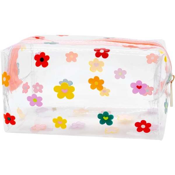 Clear Cosmetic Bag, Portable Waterproof Storage Pouch, Cute Heart Pencil Case, Travel Makeup Tool Storage Bag for Women Girls