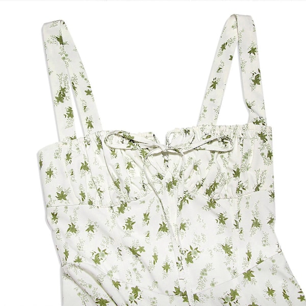 Slip-hame Naisten Kesämekko Rento Boheemi Hihaton Spagettiolkaiminen Pitkä Rantamekko Aurinkomekko Green XS