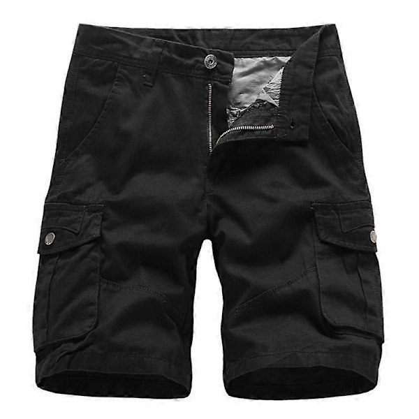 Herr Sommar Utomhus Rak Tactical Shorts Combat Dragkedja Botten Cargo Halvbyxor Black 38