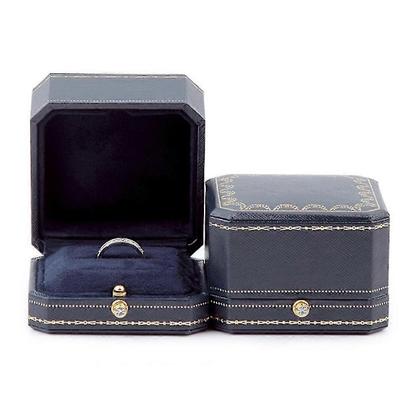 Luksusrengaslaatikko Vintage-designilla Korujen Näyttöjärjestäjä Täydellinen Kihlattumisväline Ystävänpäivä Häälahjat Dark blue