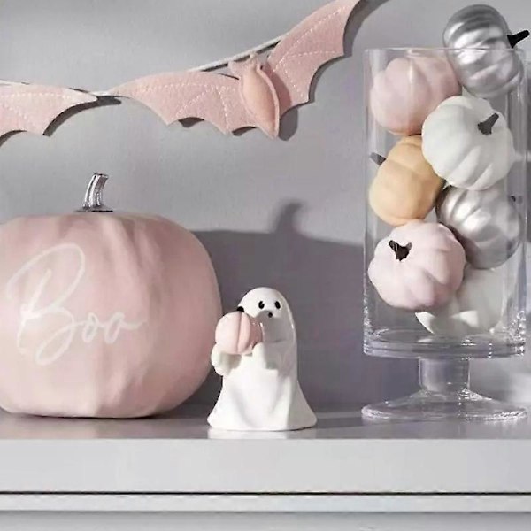 Søt Keramisk Spøkelses Halloween Dekorativ Figur ghost holding bat