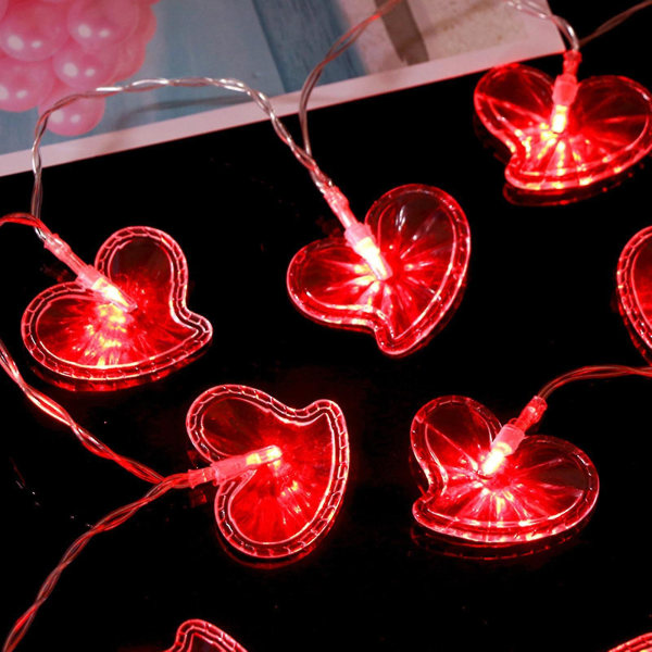 Mors dag Flerfärgad Kärlekshjärta 10 Led dekorativa ljusslingor Röd