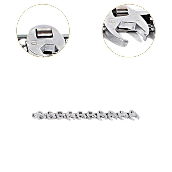 3/8\" Vetoava Crowfoot-avaimet Kannettava Ammattimainen Metrinen Käytännöllinen Työkalusarja 8 Kokoa Silver 10 Sizes
