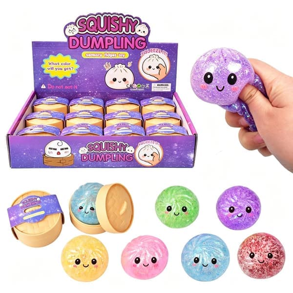 12 st Glitter Dumpling Squishy, 2026 Uppgraderad Mini Squishy Dumpling Leksak, Söta Stressbollar Fidget Sensoriska Leksaker, Julstrumpfyllning
