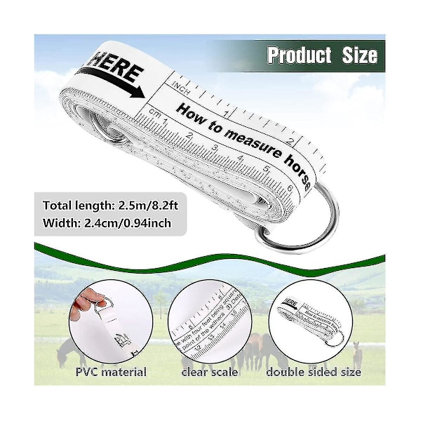 Nyt Heste Højde Vægtbånd Heste Målebånd Pvc Heste Målestok Husdyr Krops Måling Til Hurtig 2024
