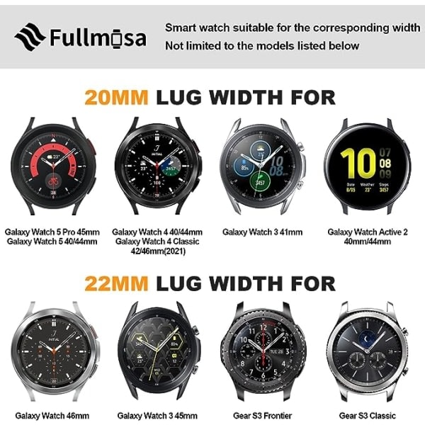 Remm kompatibel med Samsung Garmin, 22mm klokke for kvinner