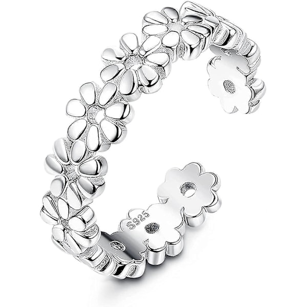 Tåringar för kvinnor 925 Sterling Silver Tåring Sandaler Justerbar Öppen Manschett Gåva