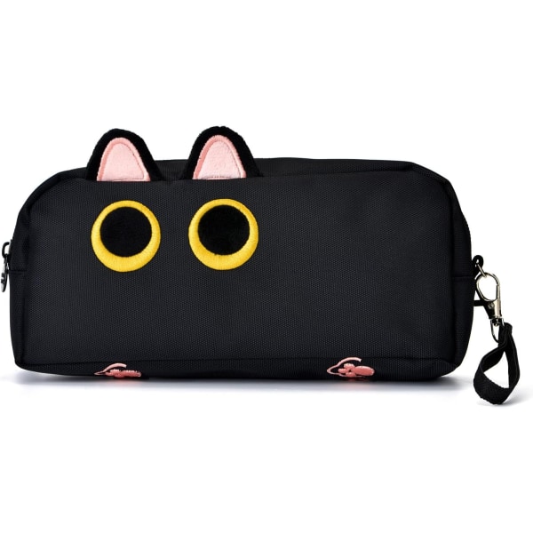 Large Capacity Pencil Box Black, 3D Cat Pencil Bag Pencil Bag Storage Bag Suitable for Office College School