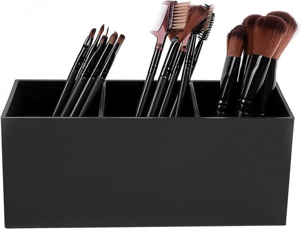 Makeup Børste Kop 3 Rum Akryl Kosmetik