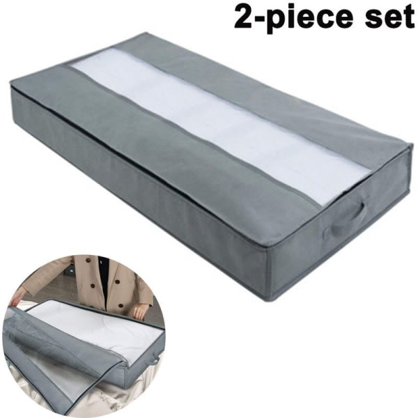 Pakk oppbevaringsorganer under sengen med håndtak med høy tetthet og 1 klart vindu, robust Oxford-stoffoppbevaring, grå Lihjt