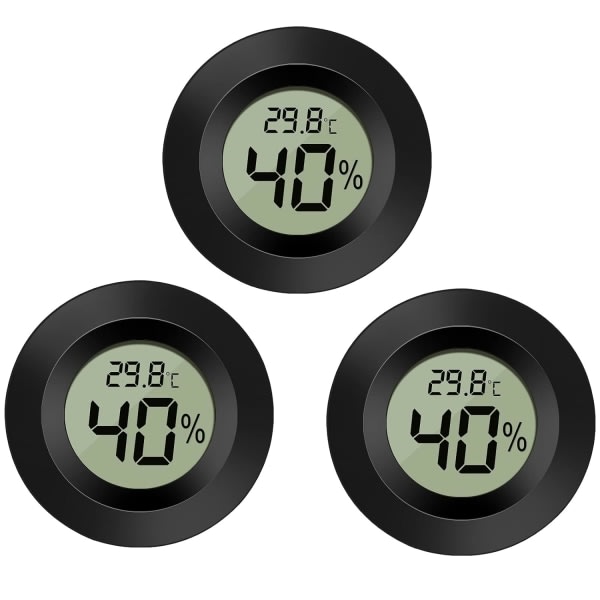 3-pack LCD digital hygrometer termometer, inomhus utomhus luftfuktighetsmätare temperaturmätare för luftfuktare Avfuktare Växthus källare Babyroom